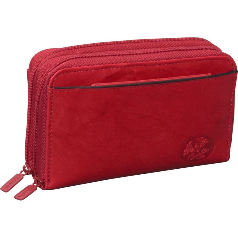 Buxton Heiress Double Zip Organizer Wallet, Red, One Size